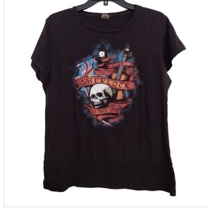 Tee Fury Black Sherlock Holmes Graphic T-Shirt 100% Cotton Size XL